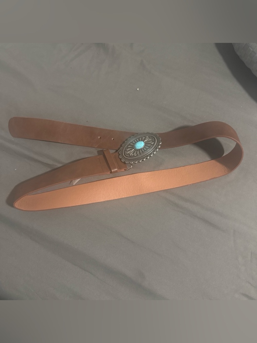 Brown Women's Belt with Turquoise Concho